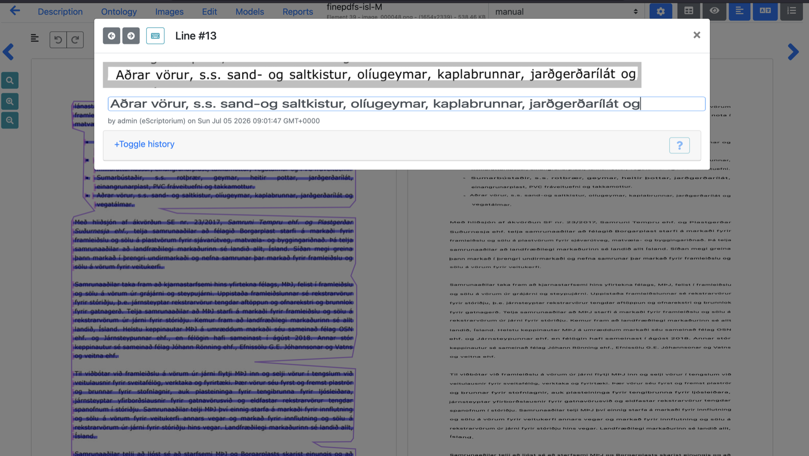 Correcting Kraken transcription output in eScriptorium